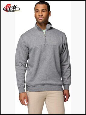 Sueded Fleece Half Zip Pullover Men's Active Shirt Long Sleeve Cotton Blend